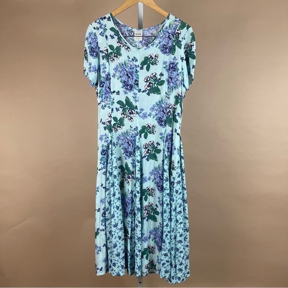 Blair Size Small Floral Cottagecore Pleat Ruffle Multi Print Summer Dress Modest